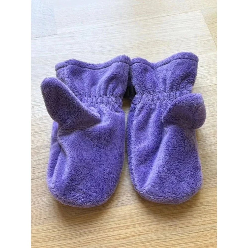 Spyder bunny little girls purple teddy fleece mittens size M
